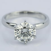 1.00 Carat Round Cut Natural Diamond Solitaire (F-G/VS1) Beautiful Engagement Ring for Women Solid 14K White Gold Size 7